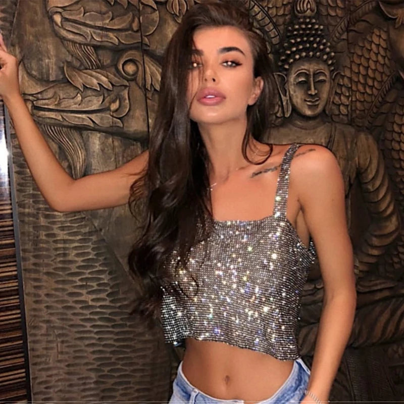 Bling Strass Party Crop Top